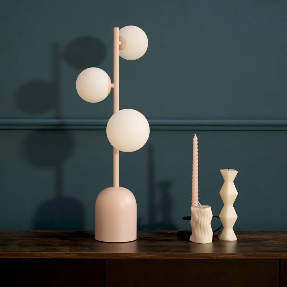 Modern Blush Pink 3-Way Table Lamp – Metal & Glass