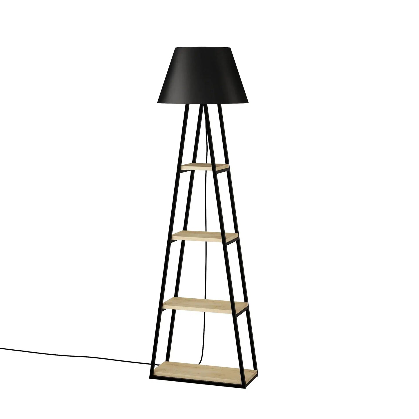 Pal - Oak, Black Floor Lamp