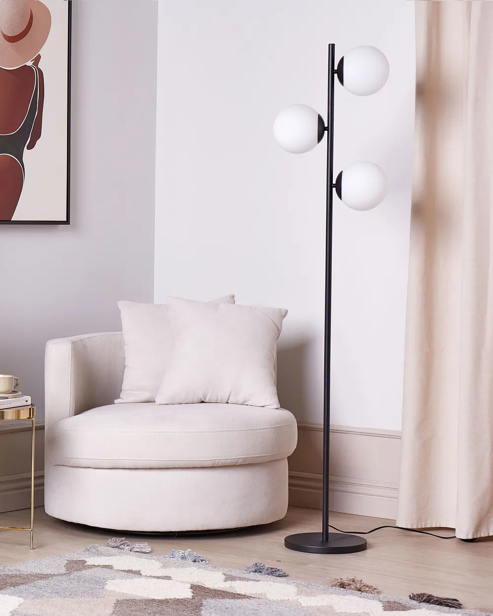 Jas Three-Way Floor Lamp in Black