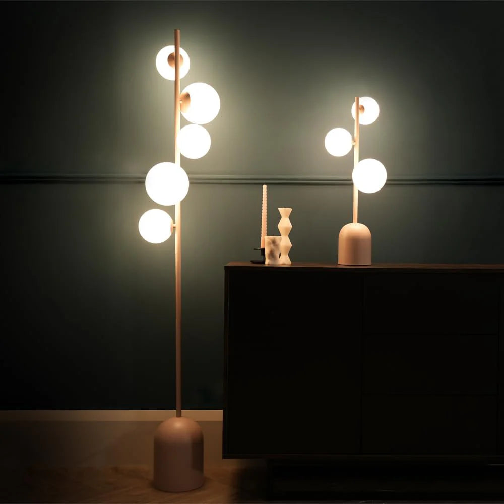 Modern Blush Pink 3-Way Table Lamp – Metal & Glass