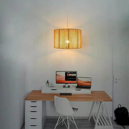 Boho Rattan Drum Lamp Shade