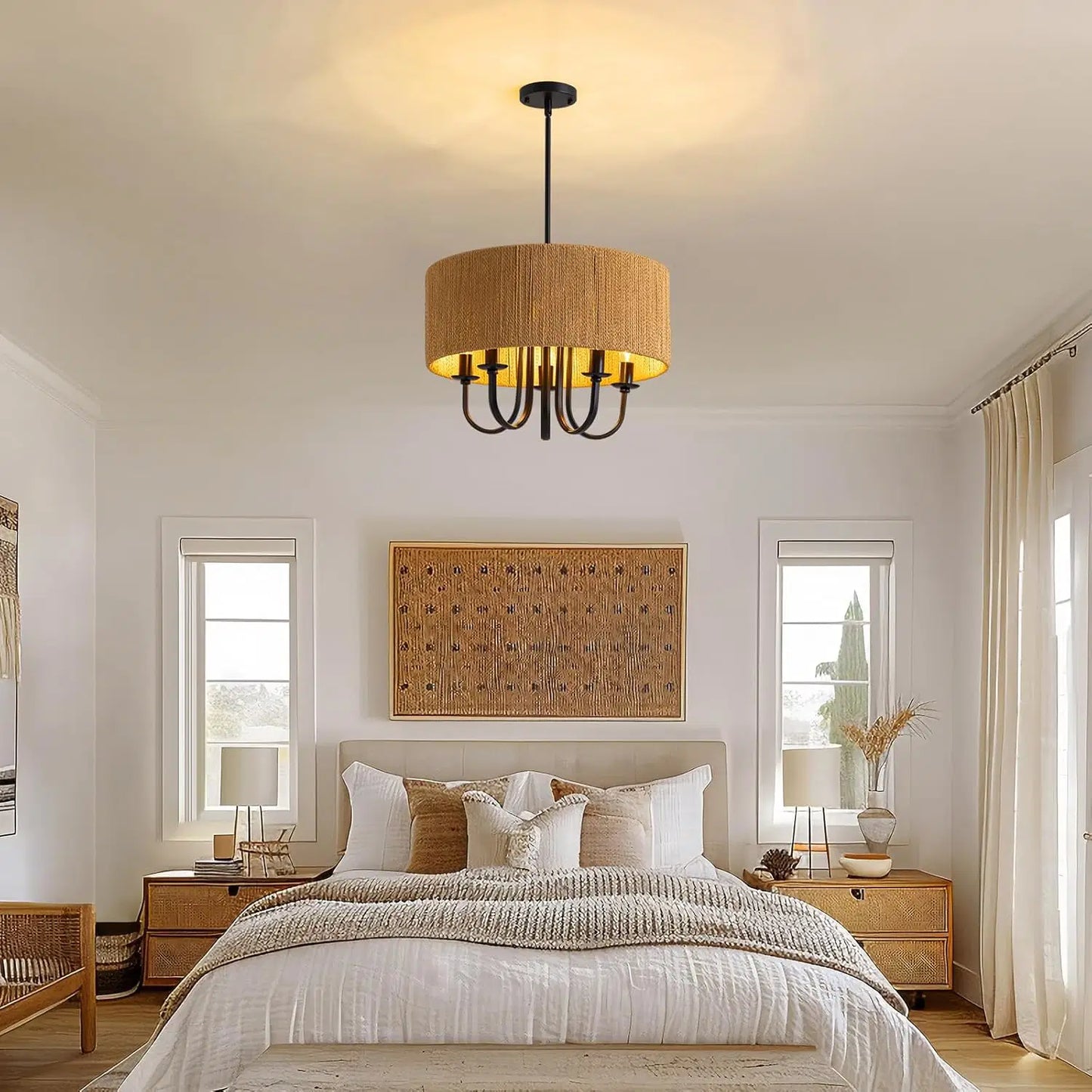 NOXARTE 5-Light Rattan Chandelier