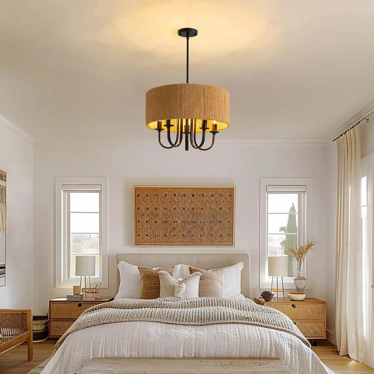 NOXARTE 5-Light Rattan Chandelier