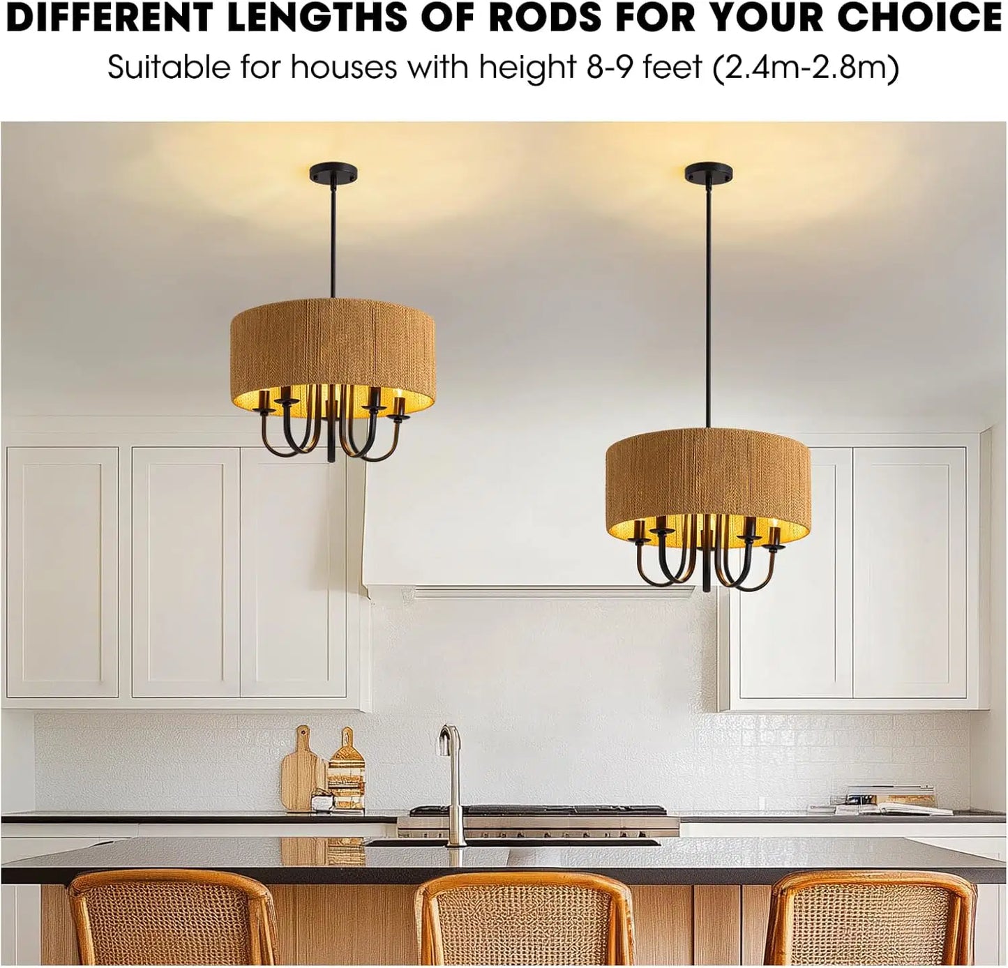 NOXARTE 5-Light Rattan Chandelier