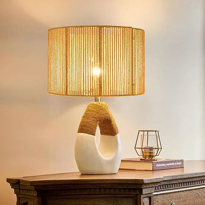 Boho Rattan Drum Lamp Shade