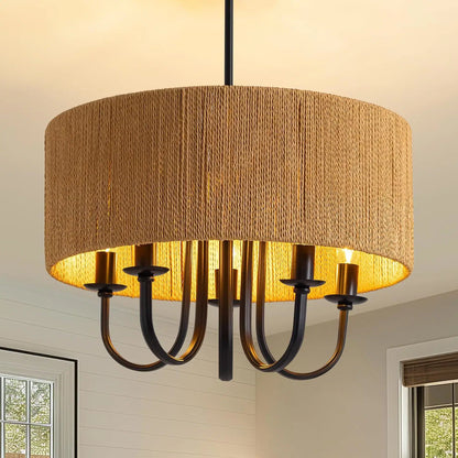NOXARTE 5-Light Rattan Chandelier