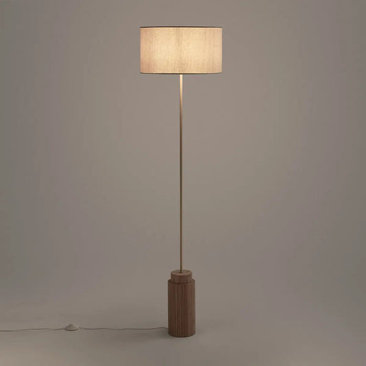 Elegant Floor Lamp – 6 Feet Tall with Brass Rod & Wooden Base